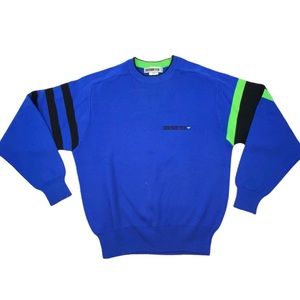 Vintage Obermyer Crew neck blue lime green sweater
